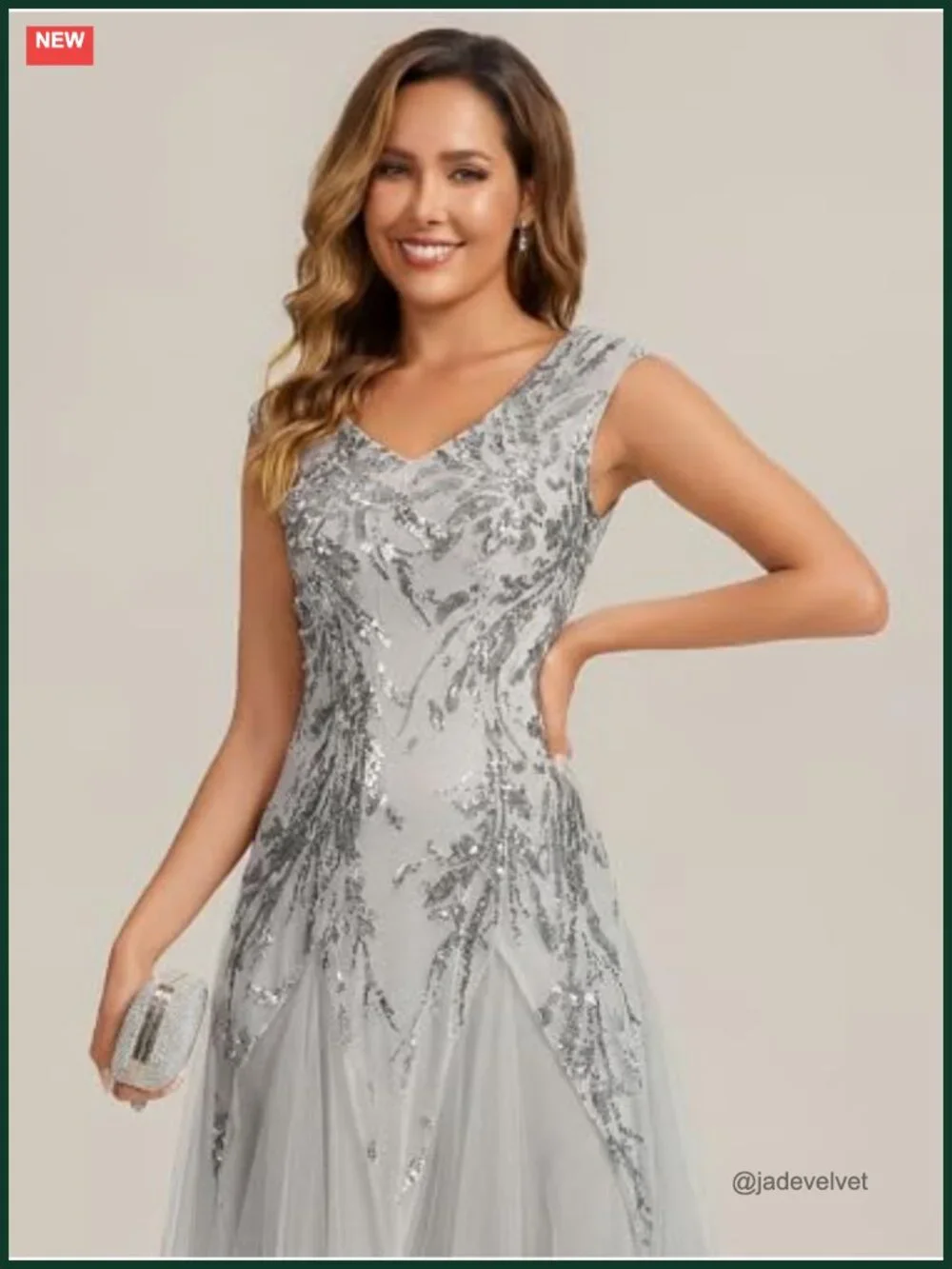 Sleeveless Sequin Maxi Formal Gown Mother of Bride Dress
